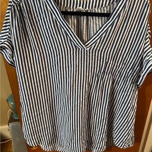 GAP Navy and White Striped Blouse